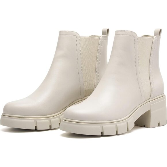 Stylish Women's Platform Chelsea Ankle Boots - Comfort and Elegance in Cream - Picture 7 of 7